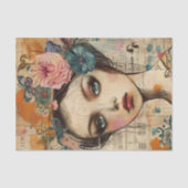 BOHO FLOWER MÄDCHEN DECOUPAGE TISSUPAPIER SEIDENPAPIER (Vorderseite)