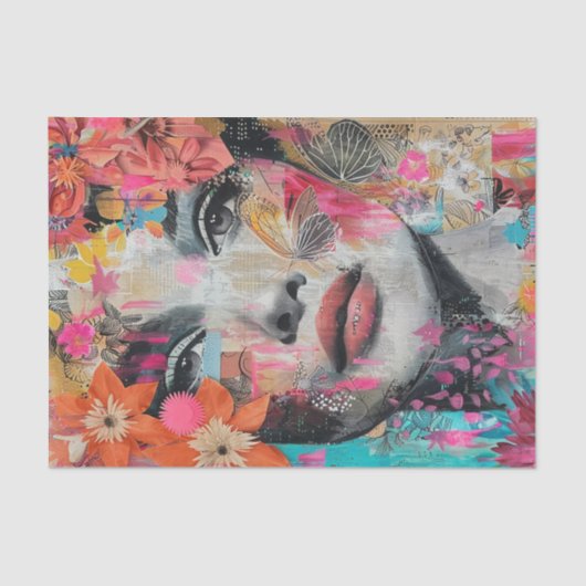 BOHO FLOWER MÄDCHEN DECOUPAGE TISSUPAPIER SEIDENPAPIER (Vorderseite)