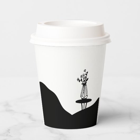 Boho Flower pot on table Pappbecher (Rückseite)