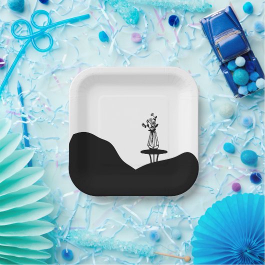 Boho Flower pot on table Pappteller (Party)