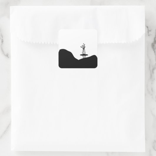 Boho Flower pot on table Quadratischer Aufkleber (Tasche)