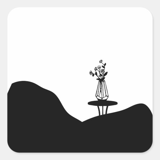 Boho Flower pot on table Quadratischer Aufkleber (Vorderseite)