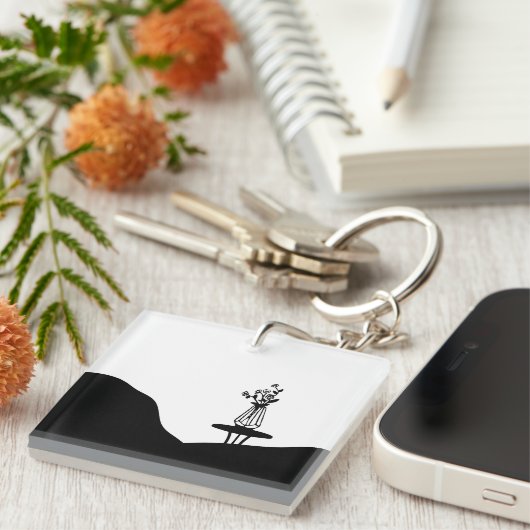 Boho Flower pot on table Schlüsselanhänger (Vorderseite rechts)