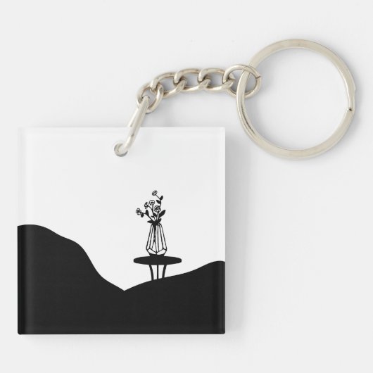 Boho Flower pot on table Schlüsselanhänger (Rückseite)