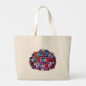 Boho Flower Power Grafik Jumbo Stoffbeutel (Rückseite)