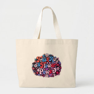 Boho Flower Power Grafik Jumbo Stoffbeutel