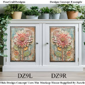 Boho Flower with Artisan Texture DZ9R Decoupage Seidenpapier
