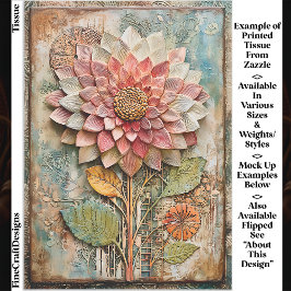 Boho Flower with Artisan Texture DZ9R Decoupage Seidenpapier