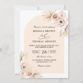 Boho Flowers Elegant Modern Budget QR Code Wedding Einladung (Vorderseite)