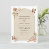 Boho Flowers Elegant Modern Budget QR Code Wedding Einladung (Stehend Vorderseite)