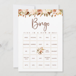 Boho Flowers Herbst-Brautparty-Bingo-Spielkarte Einladung