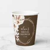 Boho Flowers Pampa Grass Botanical Bridal Shower Pappbecher (Rückseite)