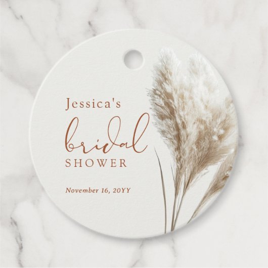 Boho Fluffy Pampas Grass Brautparty Geschenkanhänger (Vorderseite)