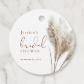 Boho Fluffy Pampas Grass Brautparty Geschenkanhänger (Vorderseite)