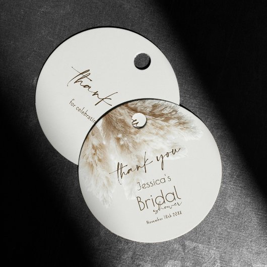 Boho Fluffy Pampas Grass Brautparty Vielen Dank Geschenkanhänger