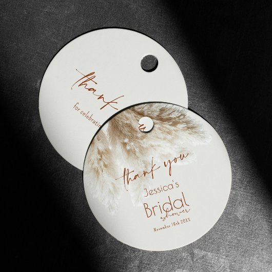 Boho Fluffy Pampas Grass Brautparty Vielen Dank Geschenkanhänger