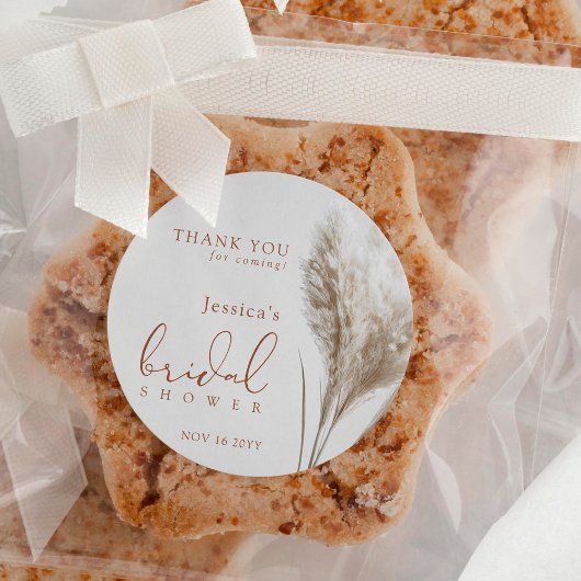 Boho Fluffy Pampas Grass Brautparty Vielen Dank Runder Aufkleber