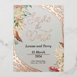 Boho & Foil Save the Date Folie Einladungspostkarte