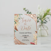 Boho & Foil Save the Date Folie Einladungspostkarte (Stehend vorne)