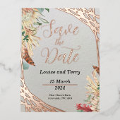 Boho & Foil Save the Date Folie Einladungspostkarte (Vorderseite)