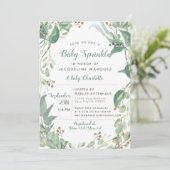BOHO Foliage Eucalyptus Greenery Baby Sprinkle Einladung (Stehend Vorderseite)
