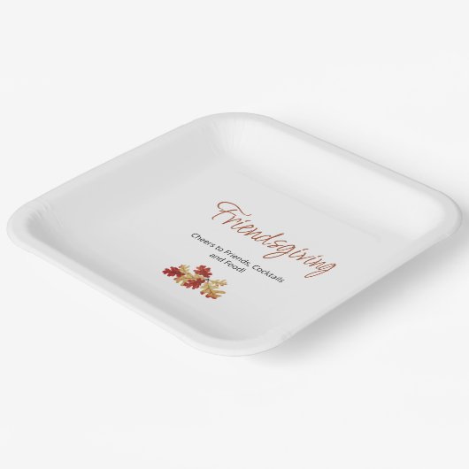 Boho Foliage Friendsgiving Moderner Erntedank Pappteller (Gewinkelt)