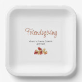 Boho Foliage Friendsgiving Moderner Erntedank Pappteller (Vorderseite)