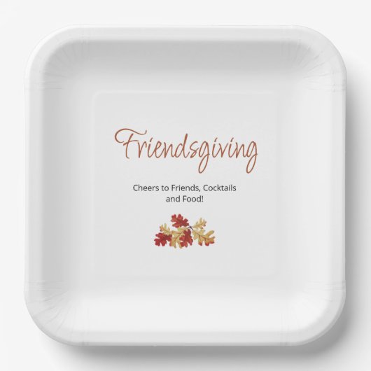 Boho Foliage Friendsgiving Moderner Erntedank Pappteller (Vorderseite)