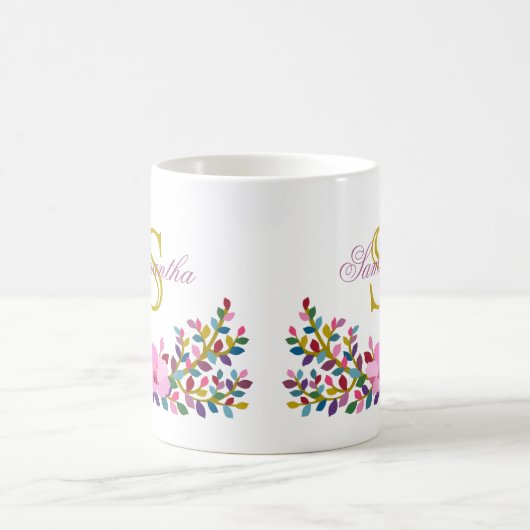 Boho Foliage Hibiskus Tasse (Mittel)