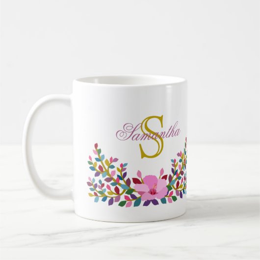 Boho Foliage Hibiskus Tasse (Links)