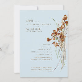 Boho-Foliage Himmelblau Elegante Babyparty Einladung