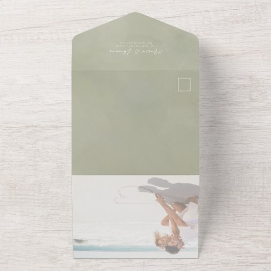 Boho Foliage Tropical Foto Budget QR Code All In One Einladung (Außenbereich)