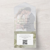 Boho Foliage Tropical Palm Blätter Foto QR Code All In One Einladung (Innen Boden)