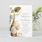 Boho Foliage und Wine Bohemische Hochzeit Einladung (Stehend Vorderseite)