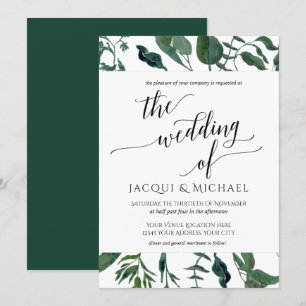 BOHO Foliage Wedding Minimalistisch Leaf   Quadrat Einladung