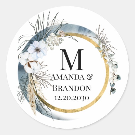 BOHO Foliage Wedding Vielen Dank Sticker (Vorderseite)