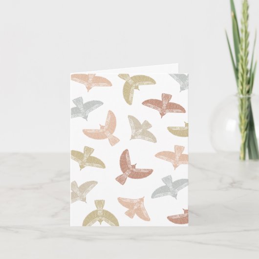Boho Folk Art Bird Muster Blank Dankeskarte (Vorderseite)
