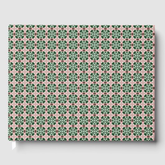 Boho Folk Art Eclectic Retro Weihnachtsmuster Gästebuch (Vorderseite)