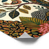 Boho-Folk-Art-Lebensbaum-Pfau-Himmels-Poster Poster (Ecke)