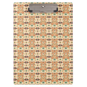 Boho-Folk-Art-Teddybär nahtloses Muster Klemmbrett