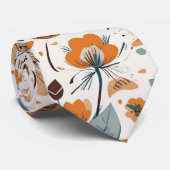 Boho Folk Art Wildflower Meadow Rust Teal Floral Krawatte (Gerollt)