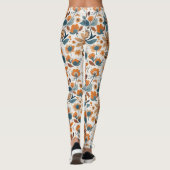 Boho Folk Art Wildflower Meadow Rust Teal Floral Leggings (Rückseite)