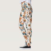 Boho Folk Art Wildflower Meadow Rust Teal Floral Leggings (Links)