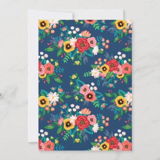 Boho Folk Blume Footprints Kinderdusche Einladung (Rückseite)