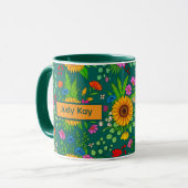 Boho-Folk-Blumen Elegantes Geschenk Tasse (Vorderseite Links)