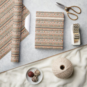 Boho-Folk-Blumen-Geometrisches Nahtloses Muster Geschenkpapier