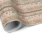 Boho-Folk-Blumen-Geometrisches Nahtloses Muster Geschenkpapier (Rolleneckpunkt)