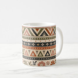 Boho-Folk-Blumen-Geometrisches Nahtloses Muster Kaffeetasse