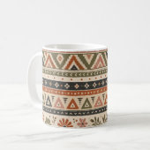 Boho-Folk-Blumen-Geometrisches Nahtloses Muster Kaffeetasse (Vorderseite Links)