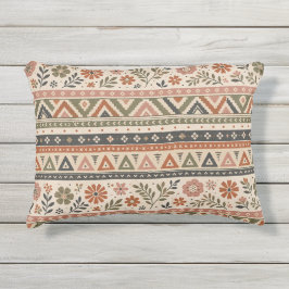 Boho-Folk-Blumen-Geometrisches Nahtloses Muster Kissen Für Draußen